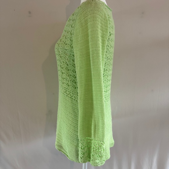 Lilly Pulitzer lime Green Crochet Knit Sweater Size L Vintage - Picture 4 of 10